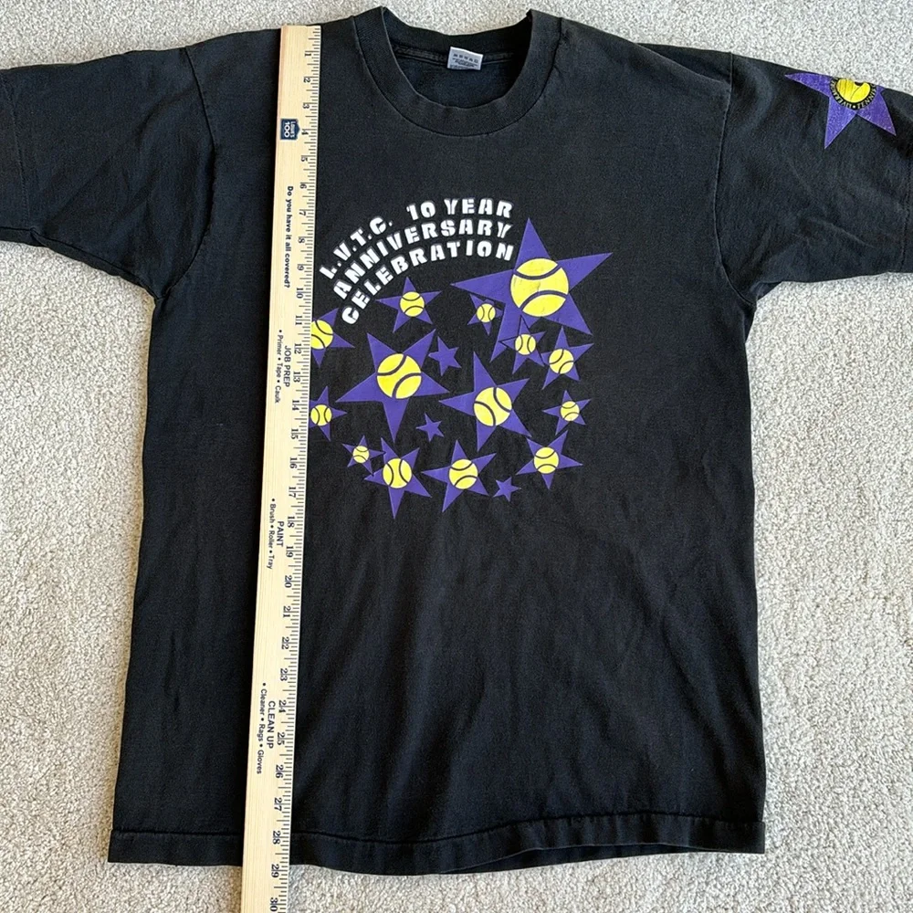 Vintage 1980 Single Stitch Tennis Livermore Black TShirt Fruit Of The Loom Large